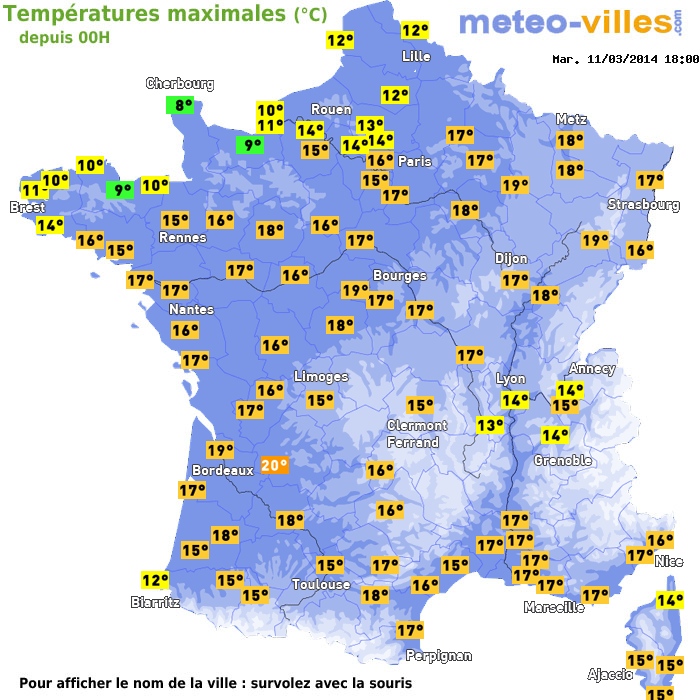 Température maximum pour le 11/03/2014 à 1812