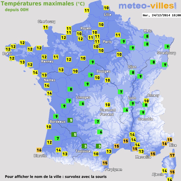 Température maximum pour le 24/12/2014 à 1812
