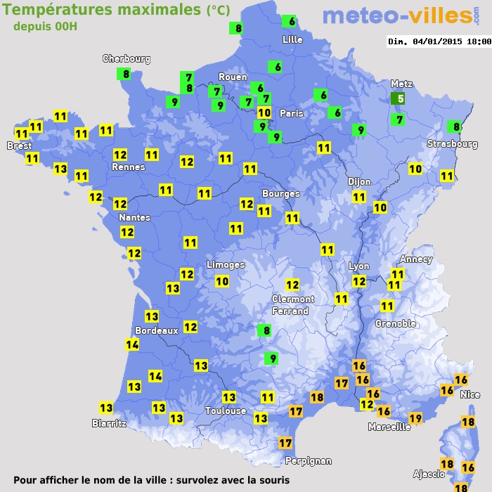 Température maximum pour le 04/01/2015 à 1812