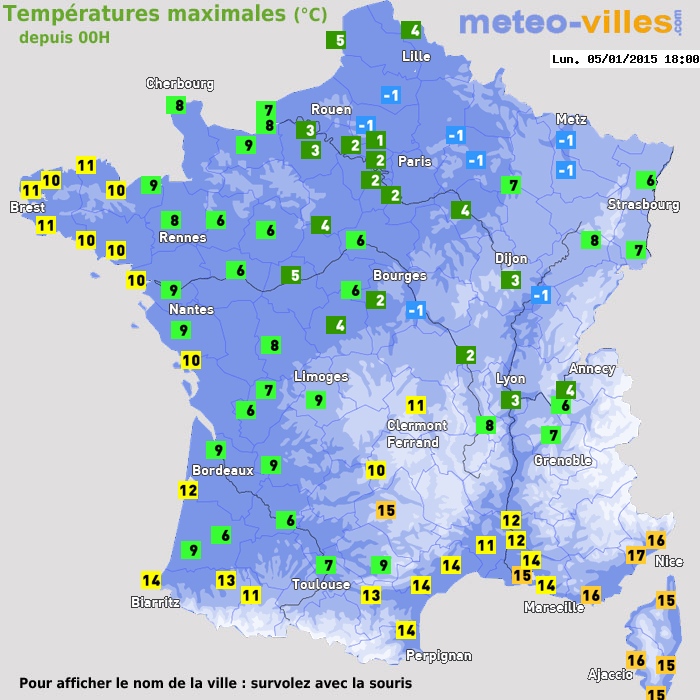 Température maximum pour le 05/01/2015 à 1812