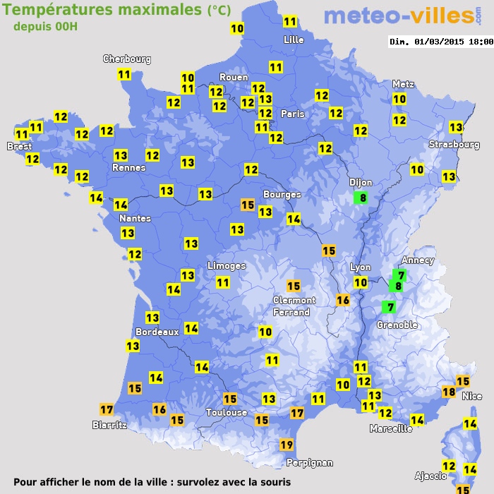 Température maximum pour le 01/03/2015 à 1812