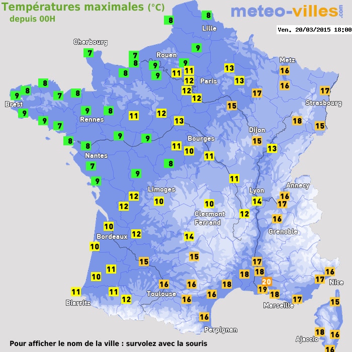 Température maximum pour le 20/03/2015 à 1812