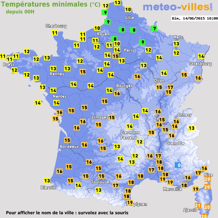 Température minimum pour le 14/06/2015 à 1811