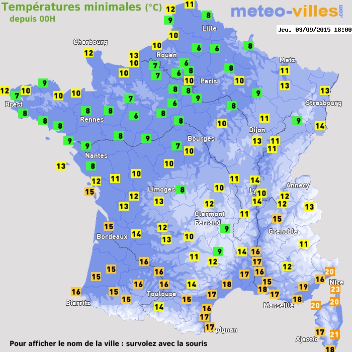 Température minimum pour le 03/09/2015 à 1812