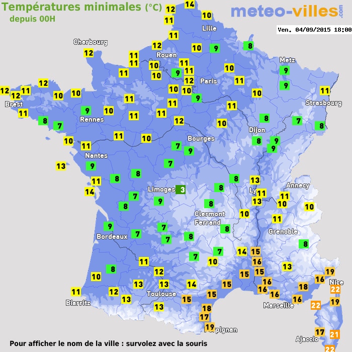 Température minimum pour le 04/09/2015 à 1812