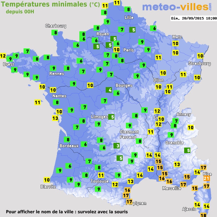 Température minimum pour le 20/09/2015 à 1812