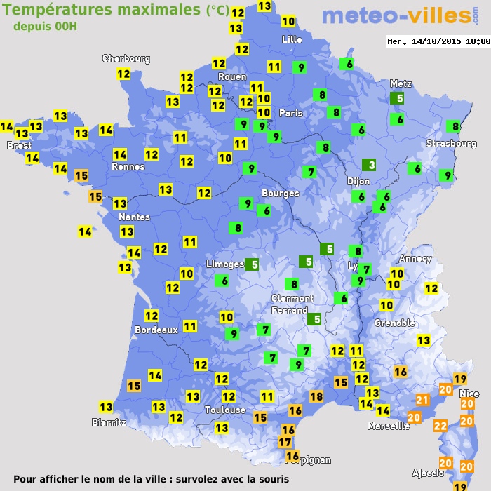 Température maximum pour le 14/10/2015 à 1812