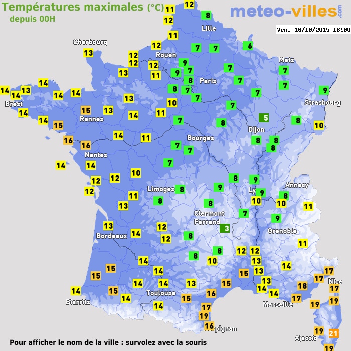 Température maximum pour le 16/10/2015 à 1812