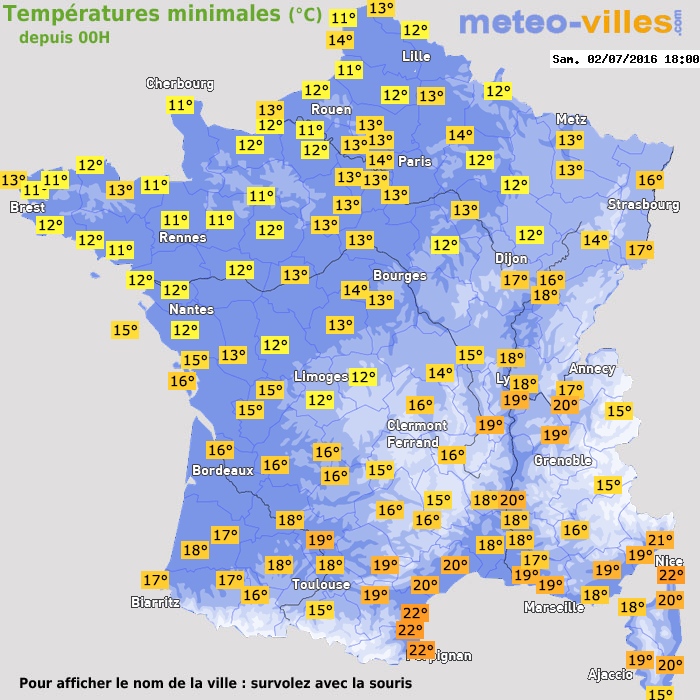 Température minimum pour le 02/07/2016 à 1812