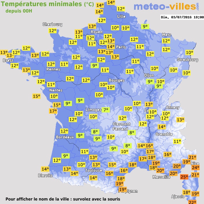 Température minimum pour le 03/07/2016 à 1812