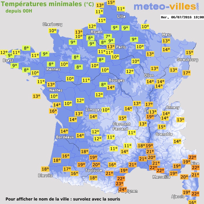 Température minimum pour le 06/07/2016 à 1812