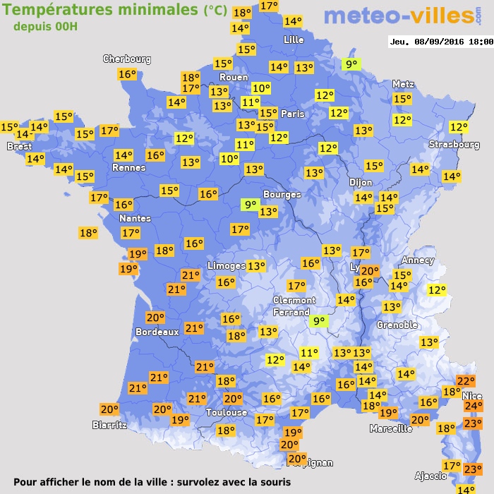 Température minimum pour le 08/09/2016 à 1812