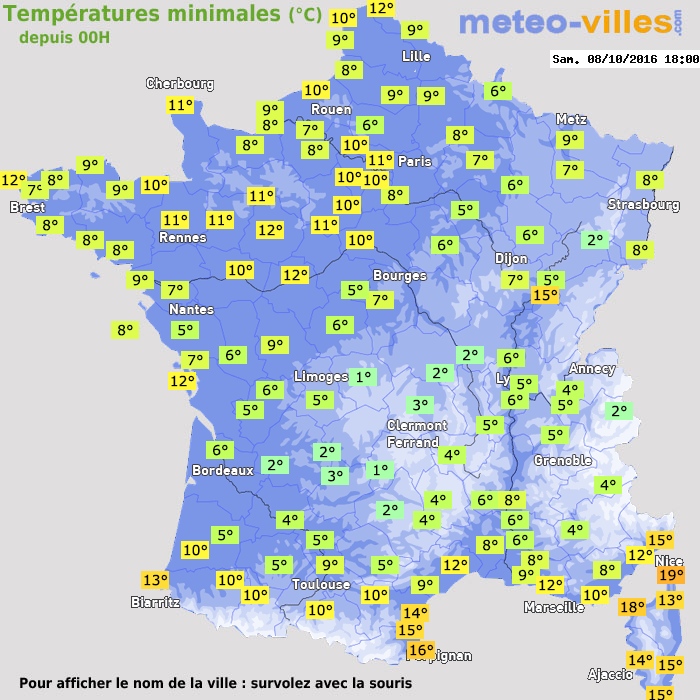 Température minimum pour le 08/10/2016 à 1812