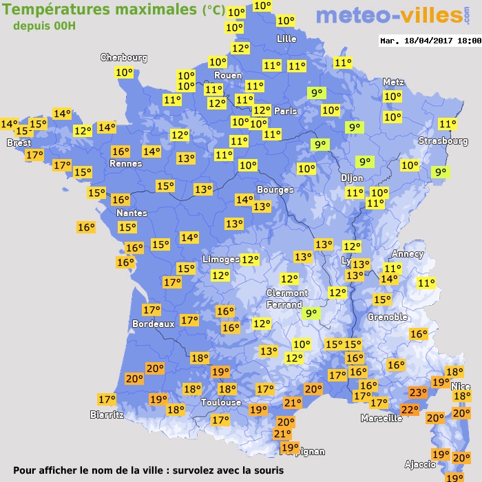 Température maximum pour le 18/04/2017 à 1812