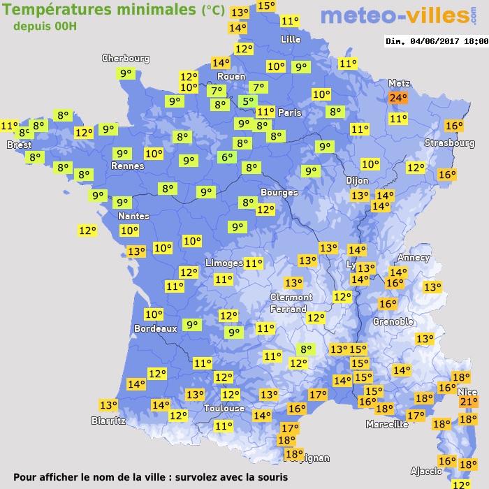 Température minimum pour le 04/06/2017 à 1812