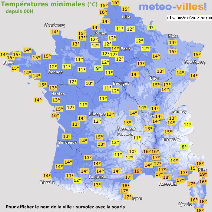 Température minimum pour le 02/07/2017 à 1812