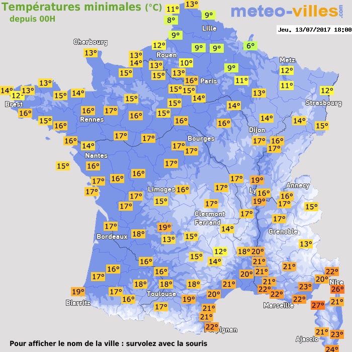 Température minimum pour le 13/07/2017 à 1812