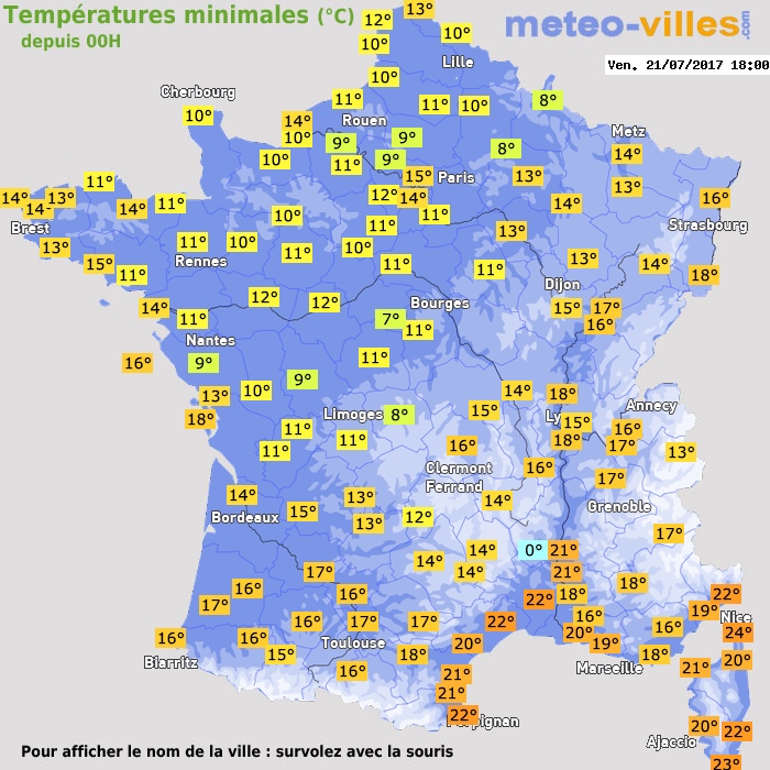 Température minimum pour le 21/07/2017 à 1812