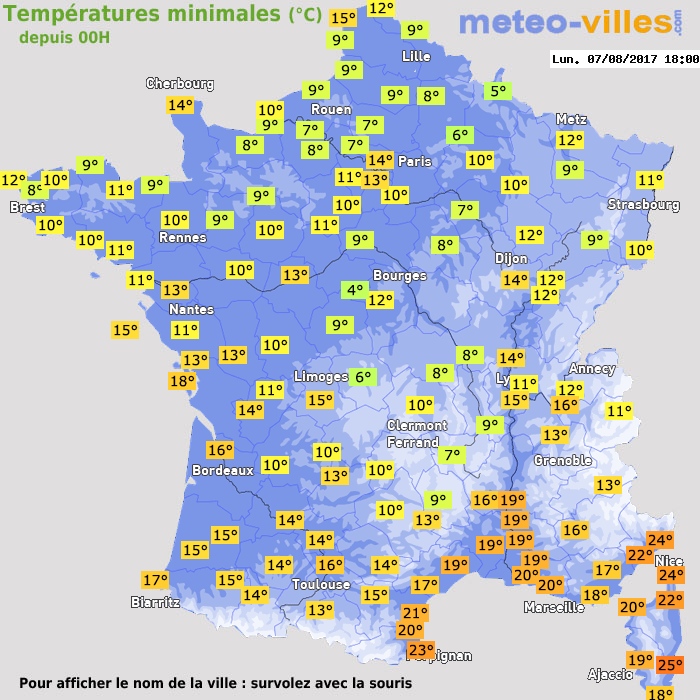 Température minimum pour le 07/08/2017 à 1812