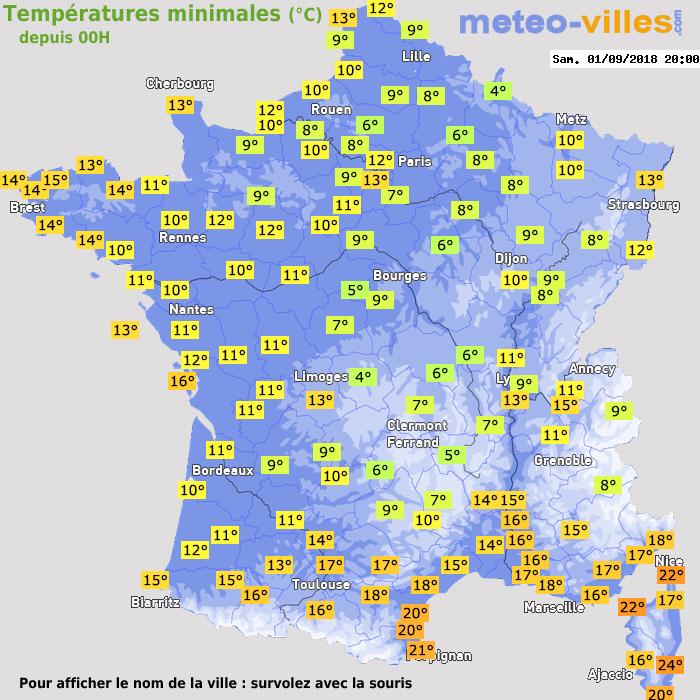Température minimum pour le 01/09/2018 à 1812