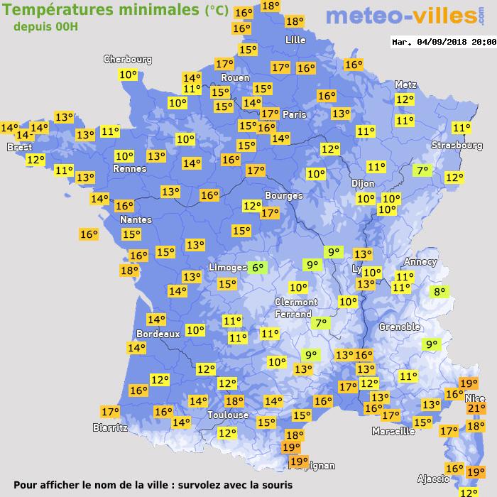 Température minimum pour le 04/09/2018 à 1812