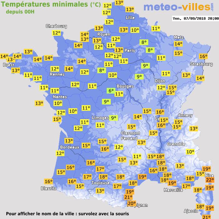 Température minimum pour le 07/09/2018 à 1812