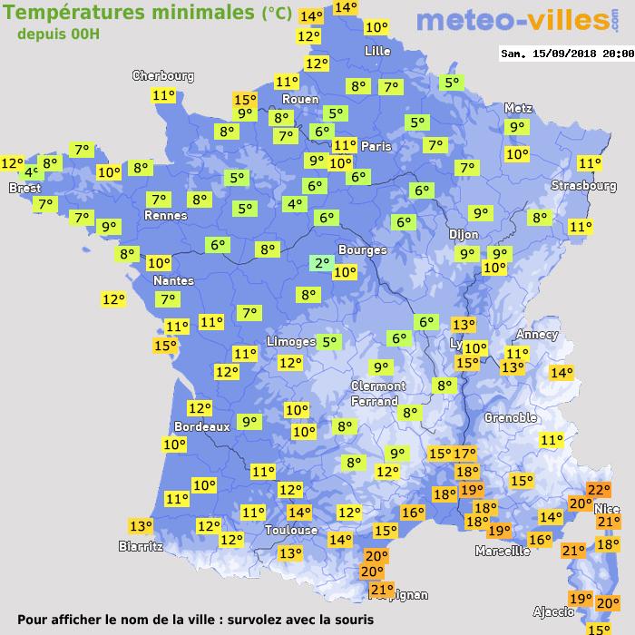 Température minimum pour le 15/09/2018 à 1812