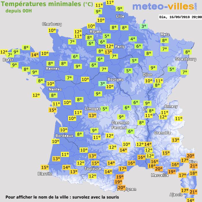 Température minimum pour le 16/09/2018 à 1812