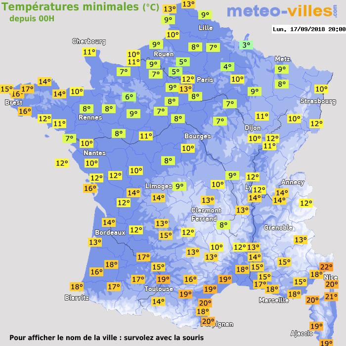 Température minimum pour le 17/09/2018 à 1812