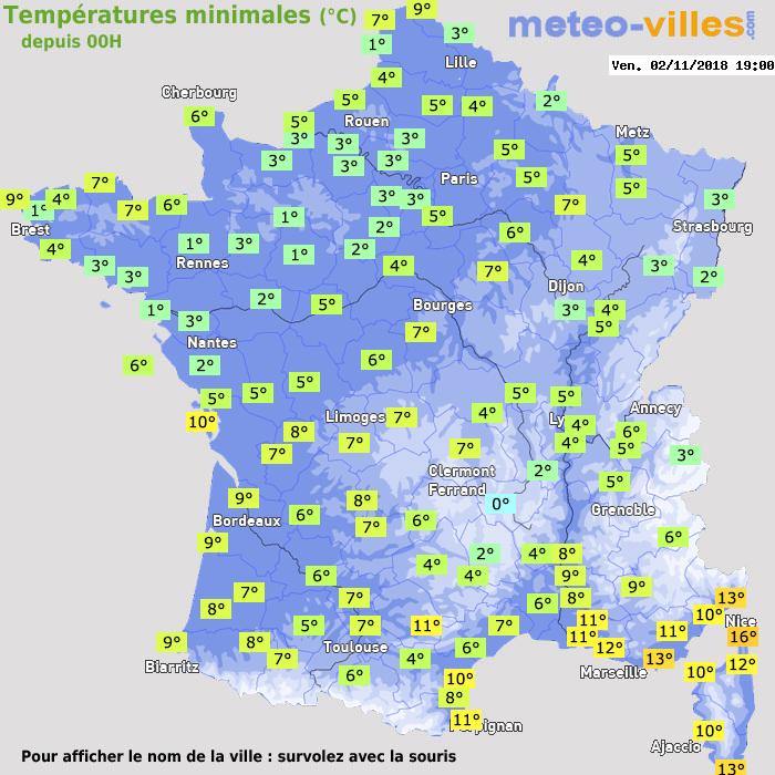 Température minimum pour le 02/11/2018 à 1812