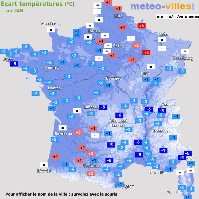 Météo France écart températures