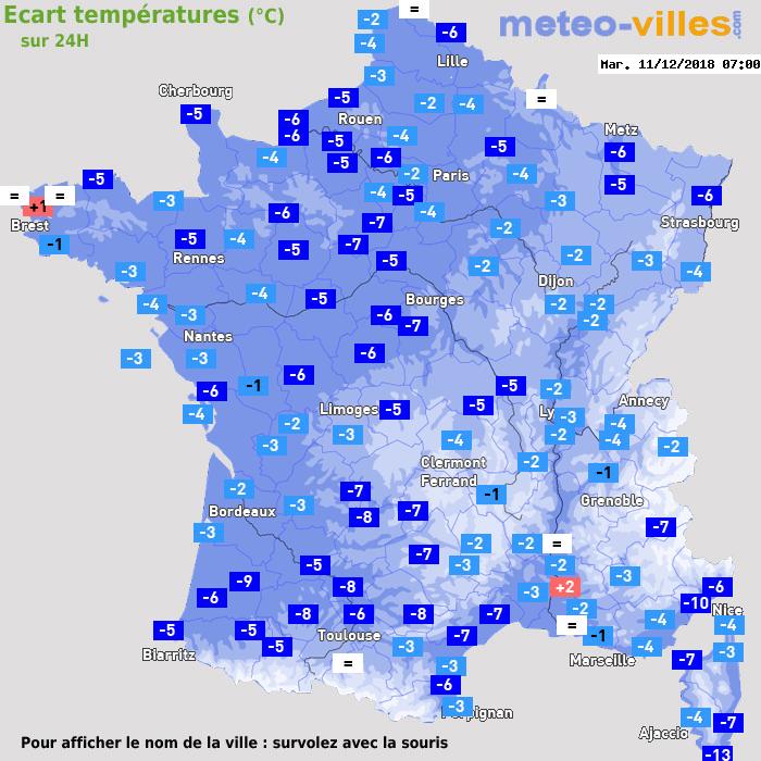 Météo France écart températures