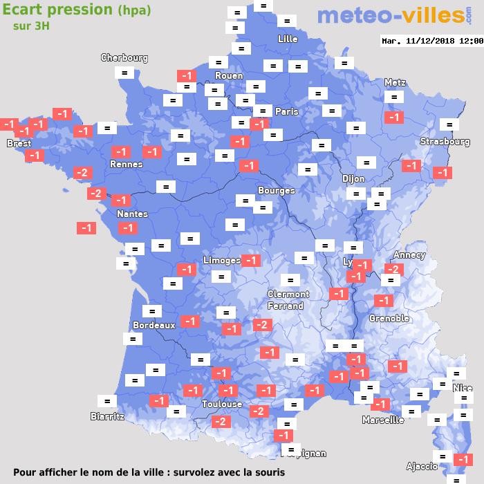 Météo France écart pression