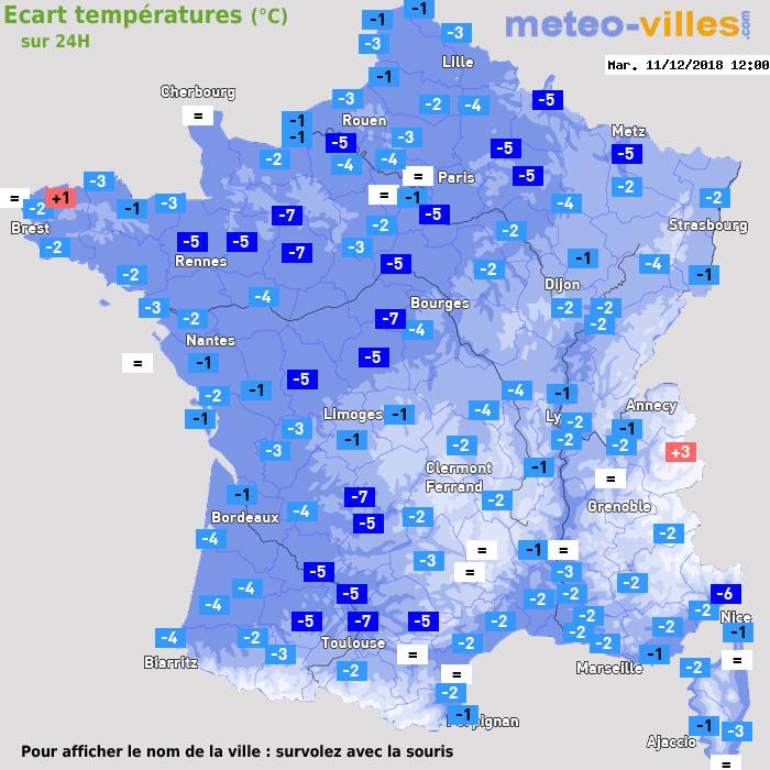 Météo France écart températures