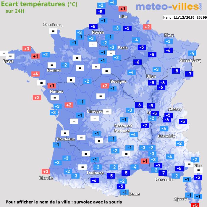 Météo France écart températures