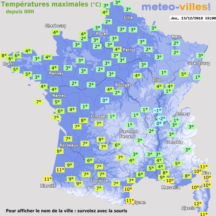 Température maximum pour le 13/12/2018 à 1812
