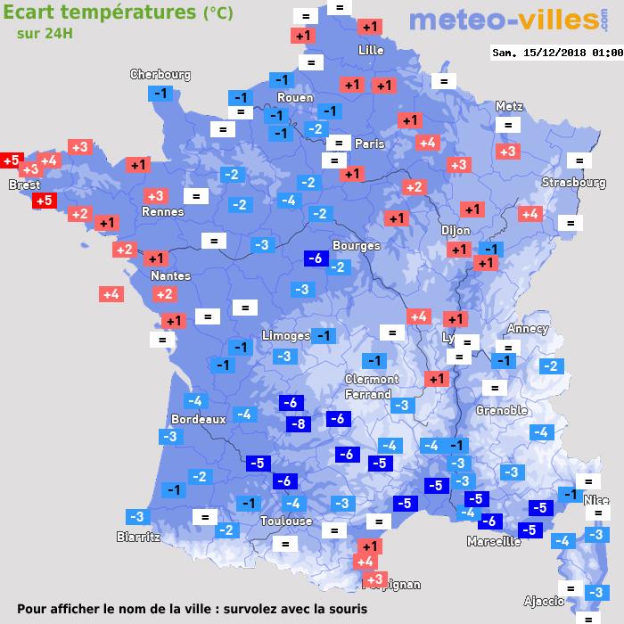 Météo France écart températures