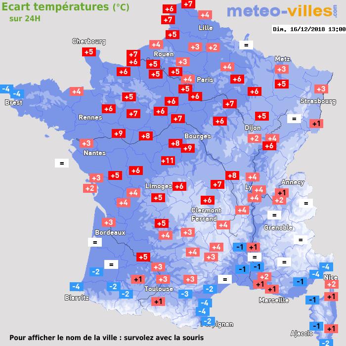 Météo France écart températures