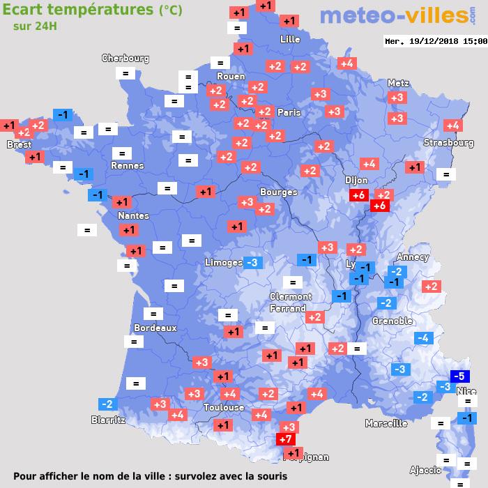 Météo France écart températures