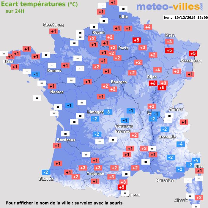 Météo France écart températures