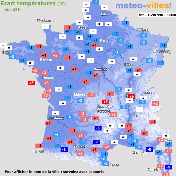 Météo France écart températures