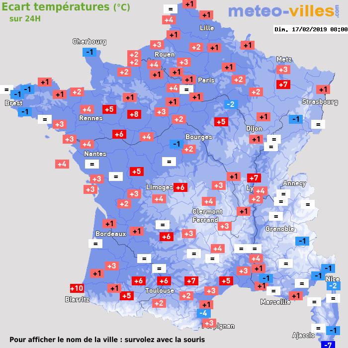 Météo France écart températures