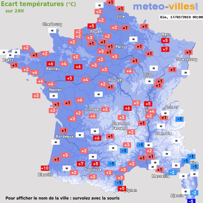 Météo France écart températures