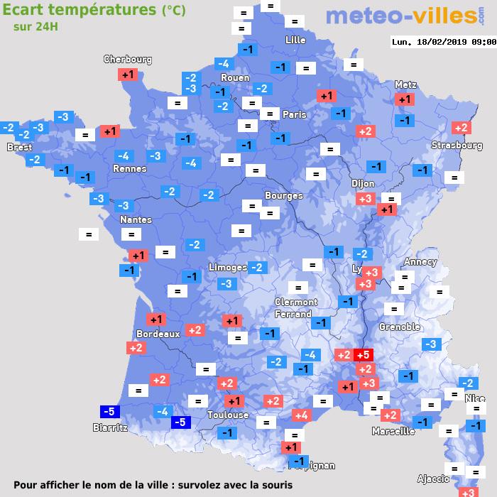Météo France écart températures