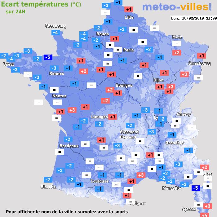Météo France écart températures