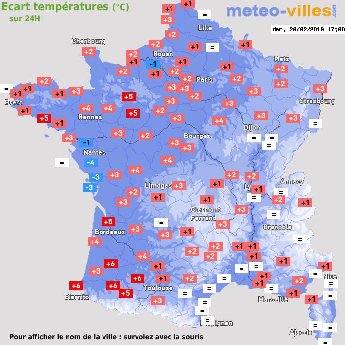 Météo France écart températures