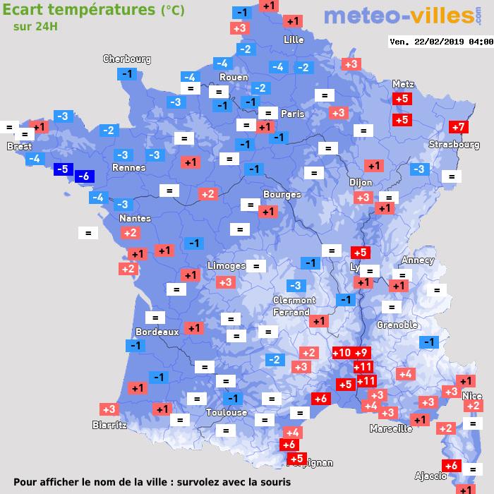 Météo France écart températures