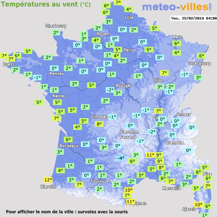 Météo France températures windchill