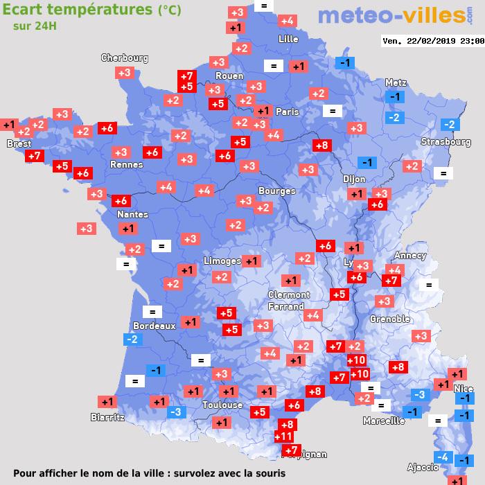 Météo France écart températures