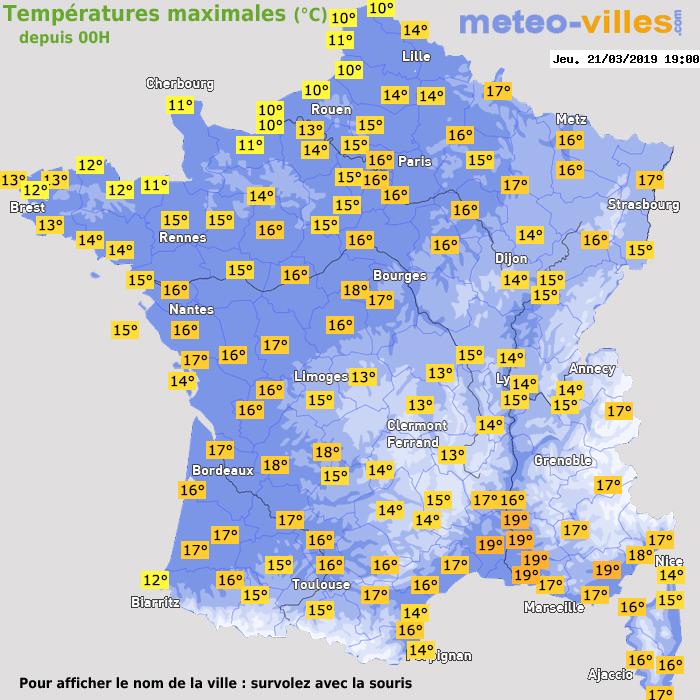 Température maximum pour le 21/03/2019 à 1812